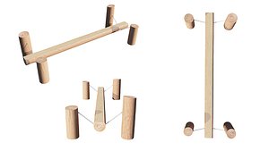 Playground Wooden Log Balance Beam 3D model