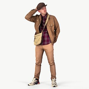 3D model Urban contemplation Man in a beige outfit