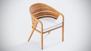 Wooden Rounded Back Chair 3D model