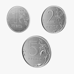 3D Russian Ruble Coins Collection model