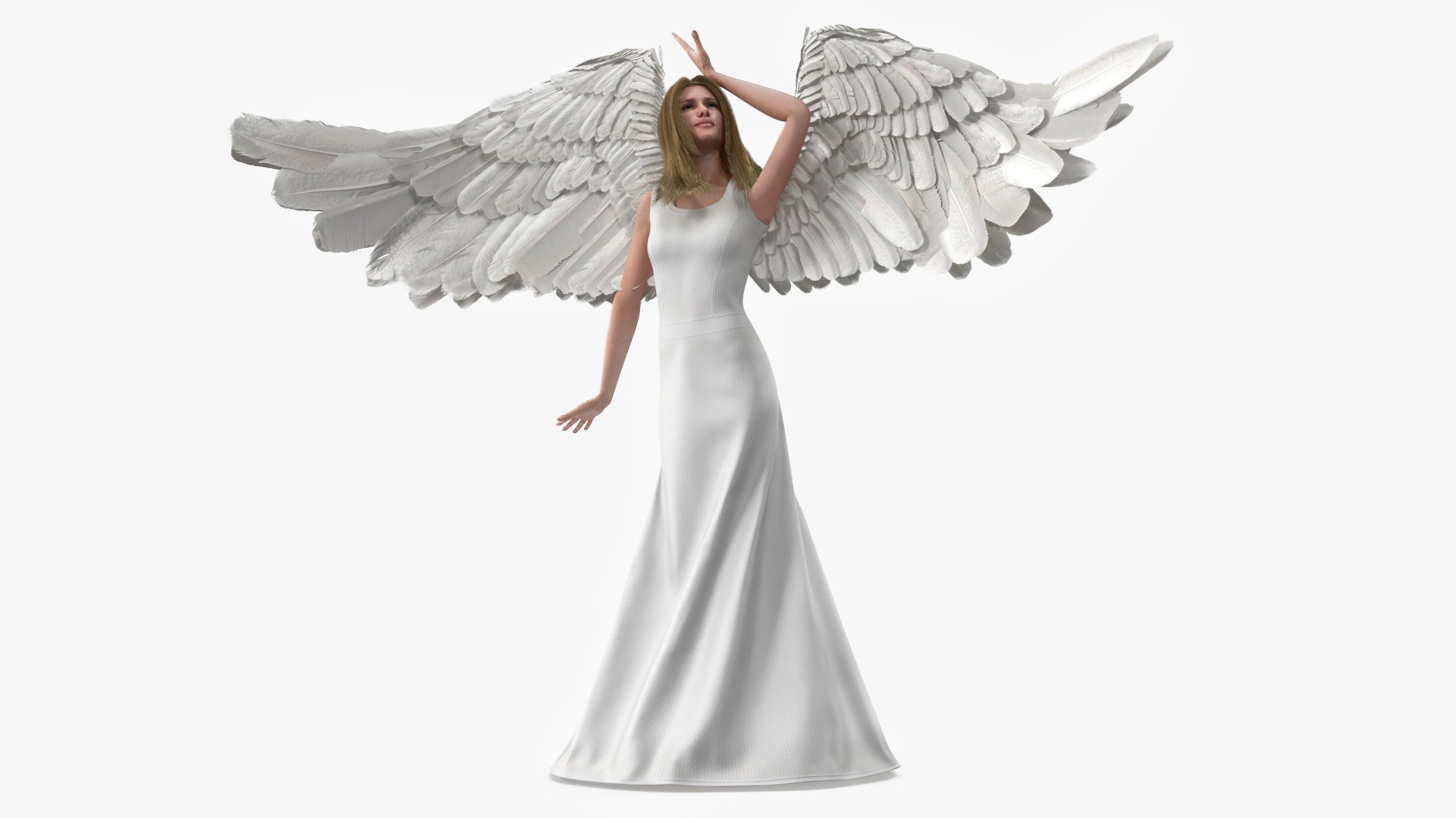 Blue Eyed Female Blonde Angel Rigged 3D model preview