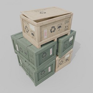 3D Regular Wooden Crate - Customizable Shipping Box model