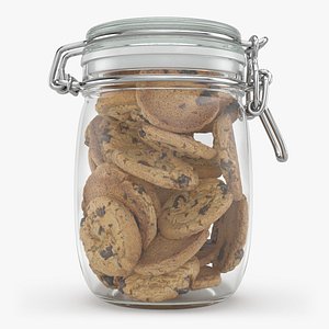Chocolate Chip Cookies in a Glass Jar 3D model