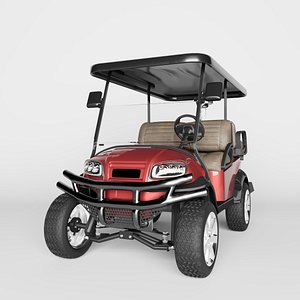 3D Golf Car With Clubs four seater