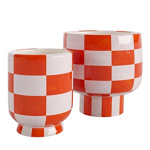 3D Orange checkered ceramic vase model