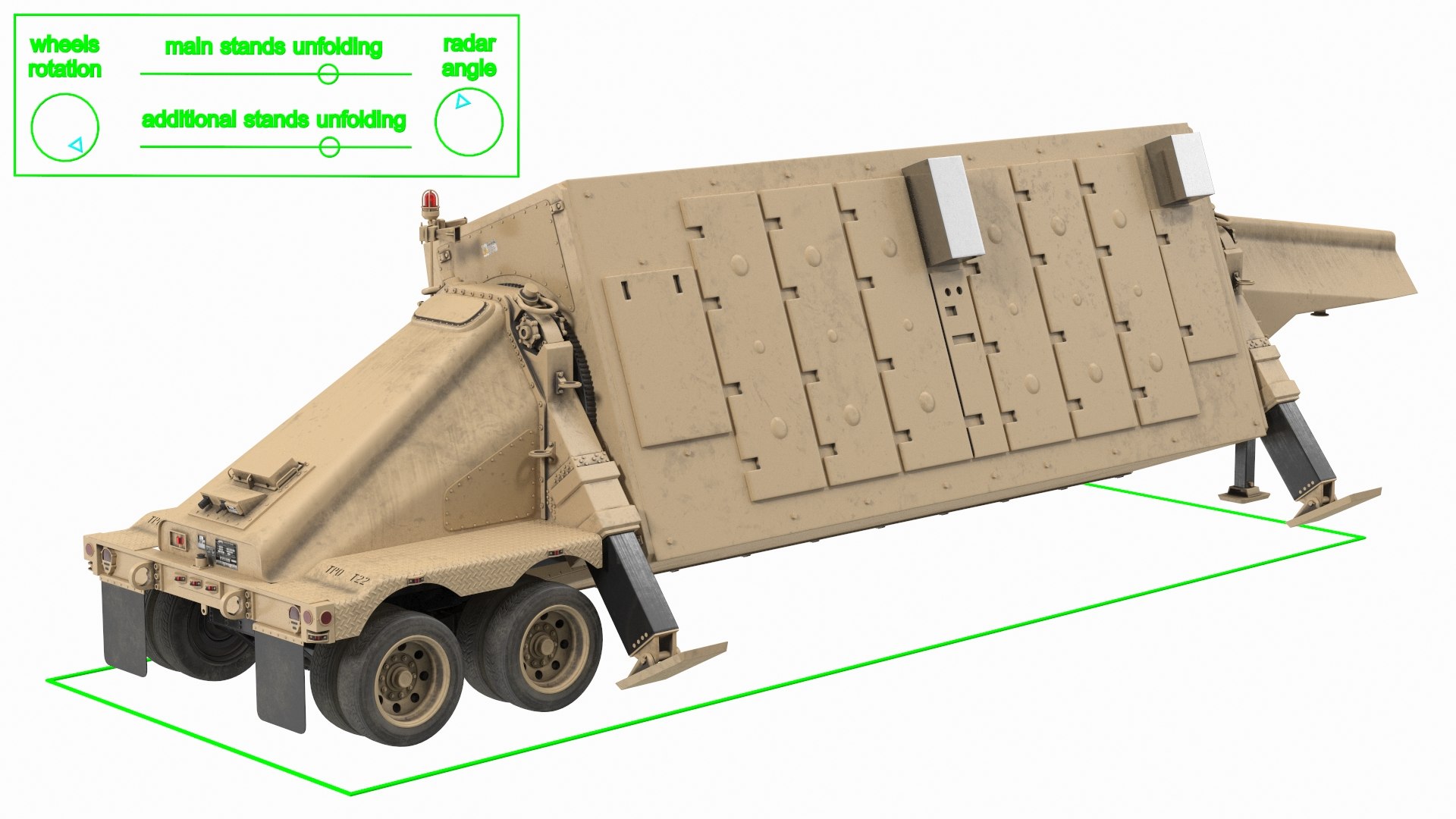 AN TPY2 Radar Sand Rigged 3D model preview