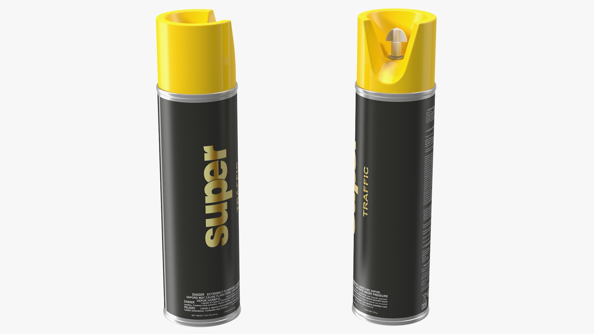Aerosol Yellow Traffic Striping Paint 3D model preview