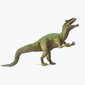3D Allosaurus Green Coloring Rigged for Maya