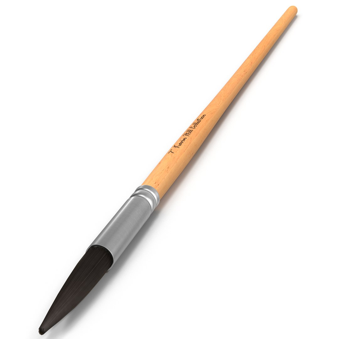 Paint Brush Pointed Round with Fur 3D Model 3D model preview