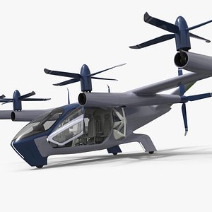 3D Hyundai S-A2 eVTOL Aircraft Urban Mobility Concept Light On White Rigged