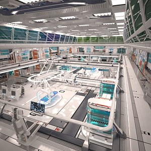 futuristic sci fi laboratory 3D