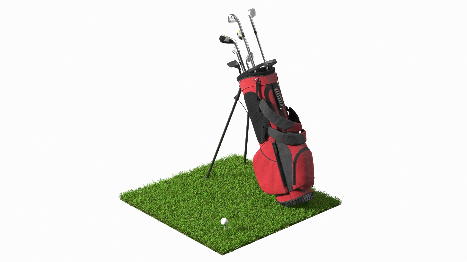 Golf Ball and Bag with Clubs on Lawn model TurboSquid 1902392