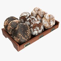 Round bread selection on tray