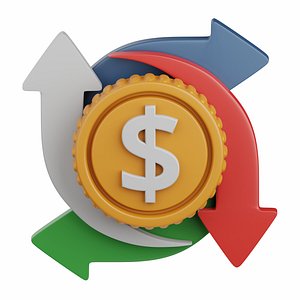 3d rendering cash flow isolated useful for business and finance design element 3D model