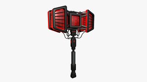 SciFi War Hammer A04 Black Red - Sci Fi Weapon Design 3D