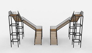 Metal L stair 02 3D model 3D model