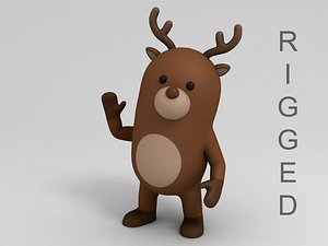 3D model reindeer cartoon rigged