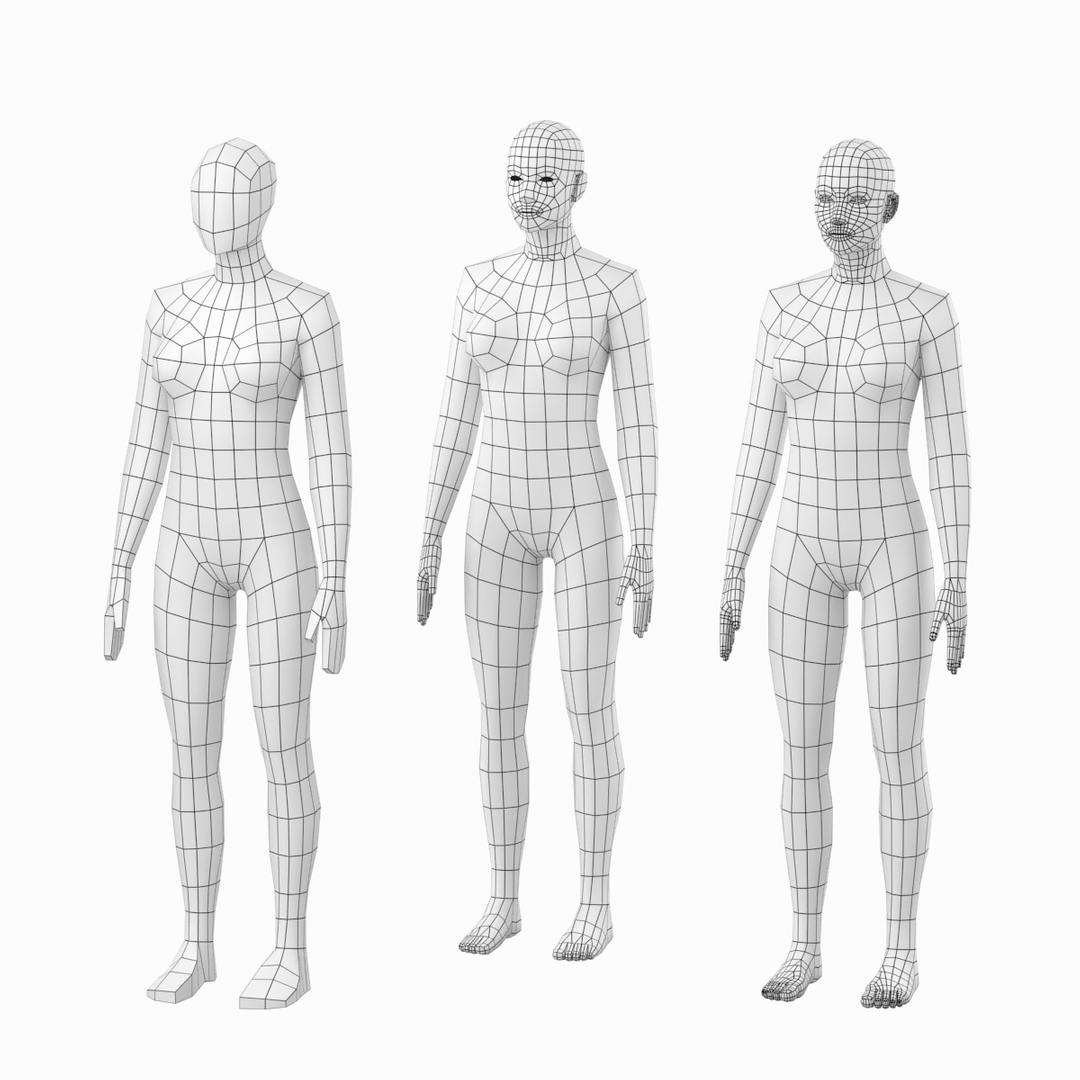 Natural Female In Rest Pose Base Mesh Model - TurboSquid 2124763