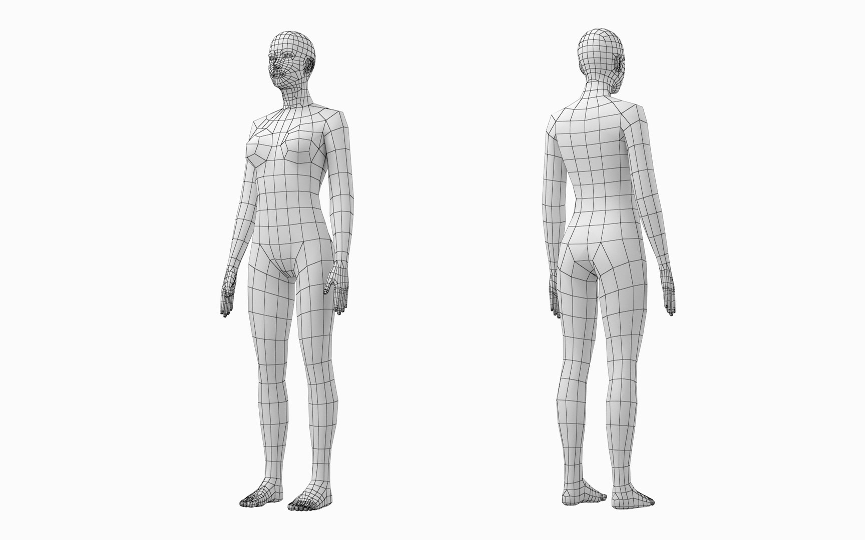 Natural Female In Rest Pose Base Mesh Model - TurboSquid 2124763