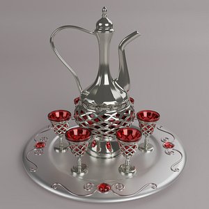 3D decanter with glasses on a tray model