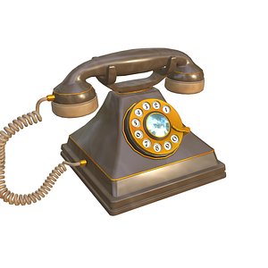 Vintage Rotary Telephone - Antique Retro Phone with Gold Dial - Free 3D Model