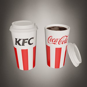 Paper cup KFC - 3 objects - Low poly