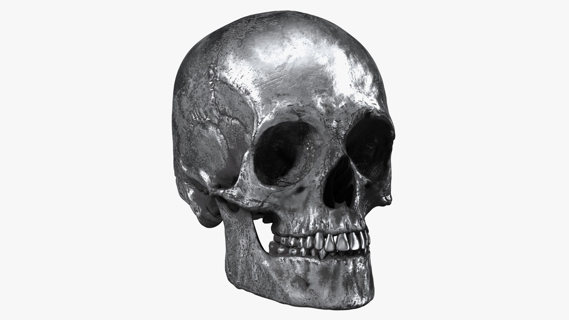 Male Skull Metal With Patina 3D model preview