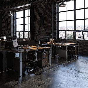 Loft Office Interior 1 3D model