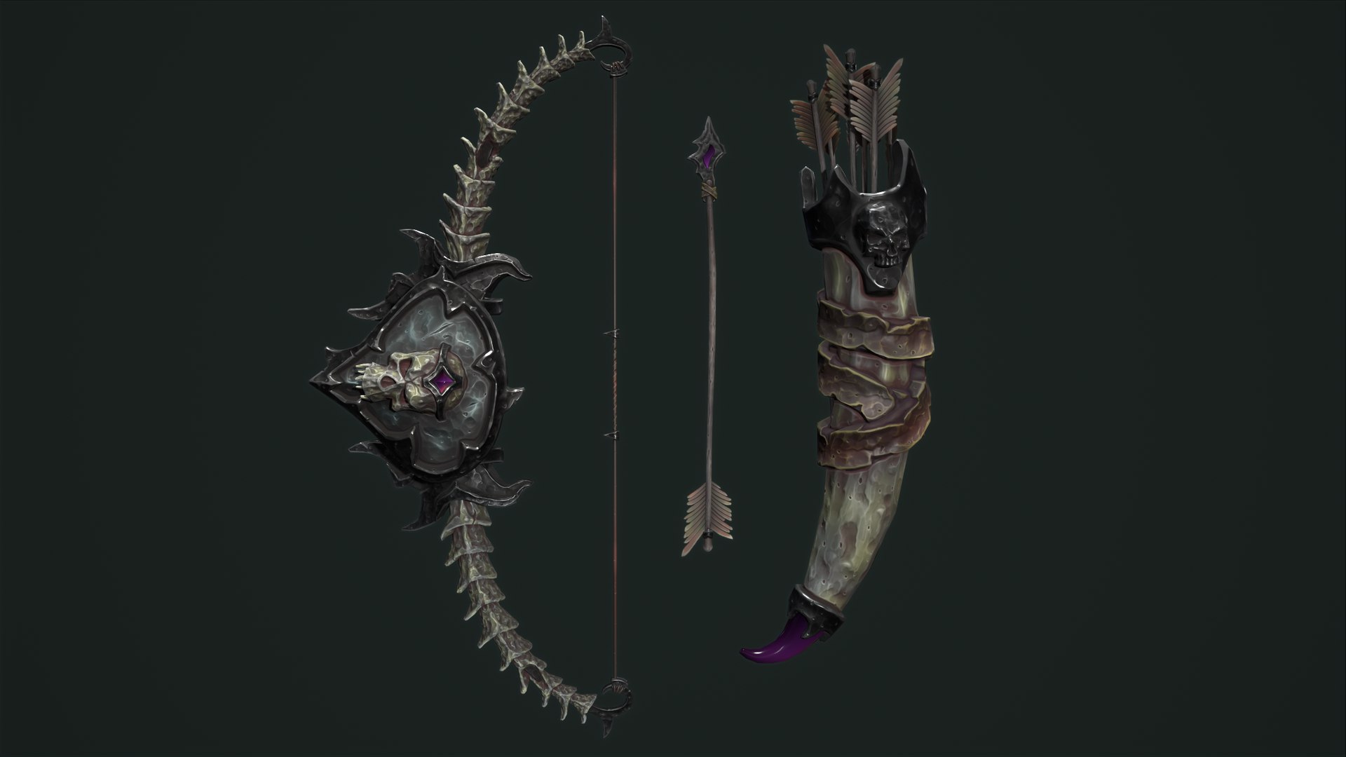 3D Undead bow and quiver https://p.turbosquid.com/ts-thumb/aJ/s7GUlz/iD/16/png/1668008141/1920x1080/fit_q87/218440dfd92223ff72d50a85c9eb30c85f0d12bb/16.jpg