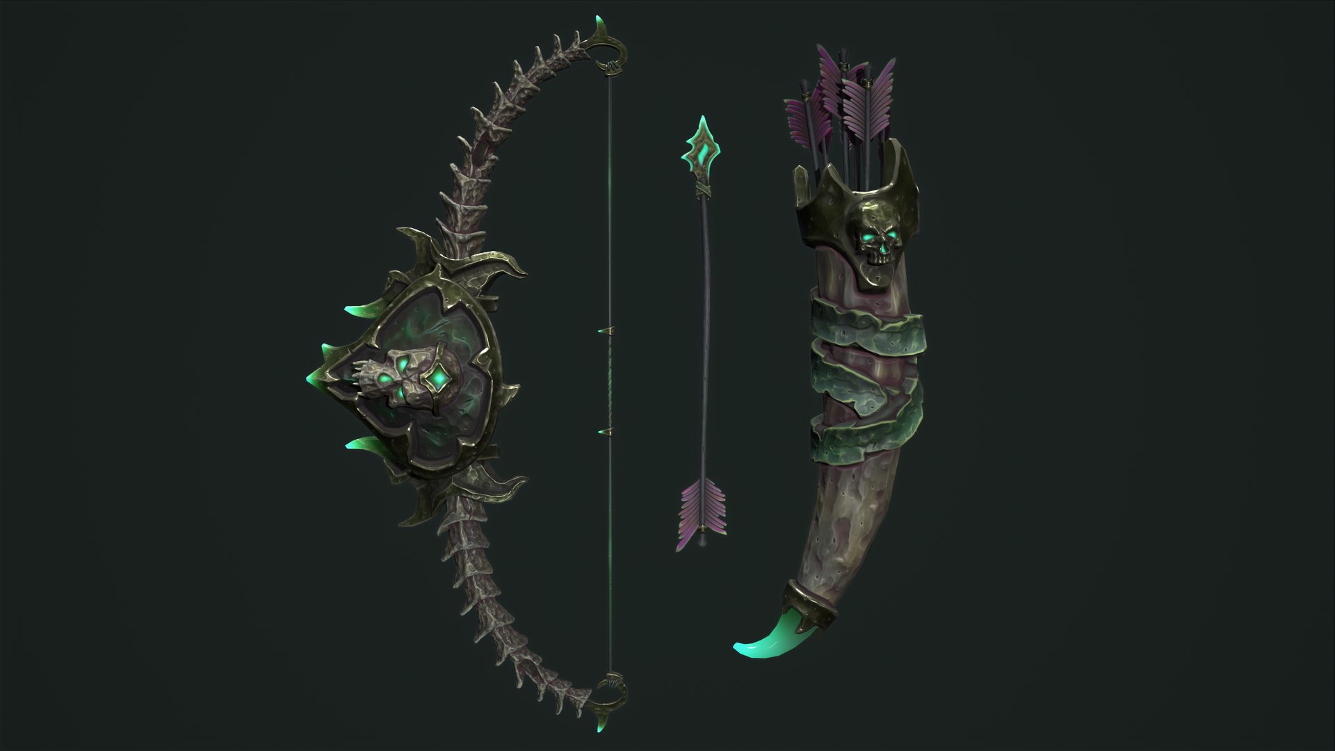 3D Undead bow and quiver https://p.turbosquid.com/ts-thumb/aJ/s7GUlz/wW/9/png/1668008132/1920x1080/fit_q87/e230d6550d7b8c604e706b120cf1215e1be4acf9/9.jpg