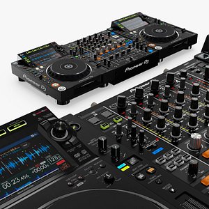 Pioneer DJ System with Double Player and Mixer 3D