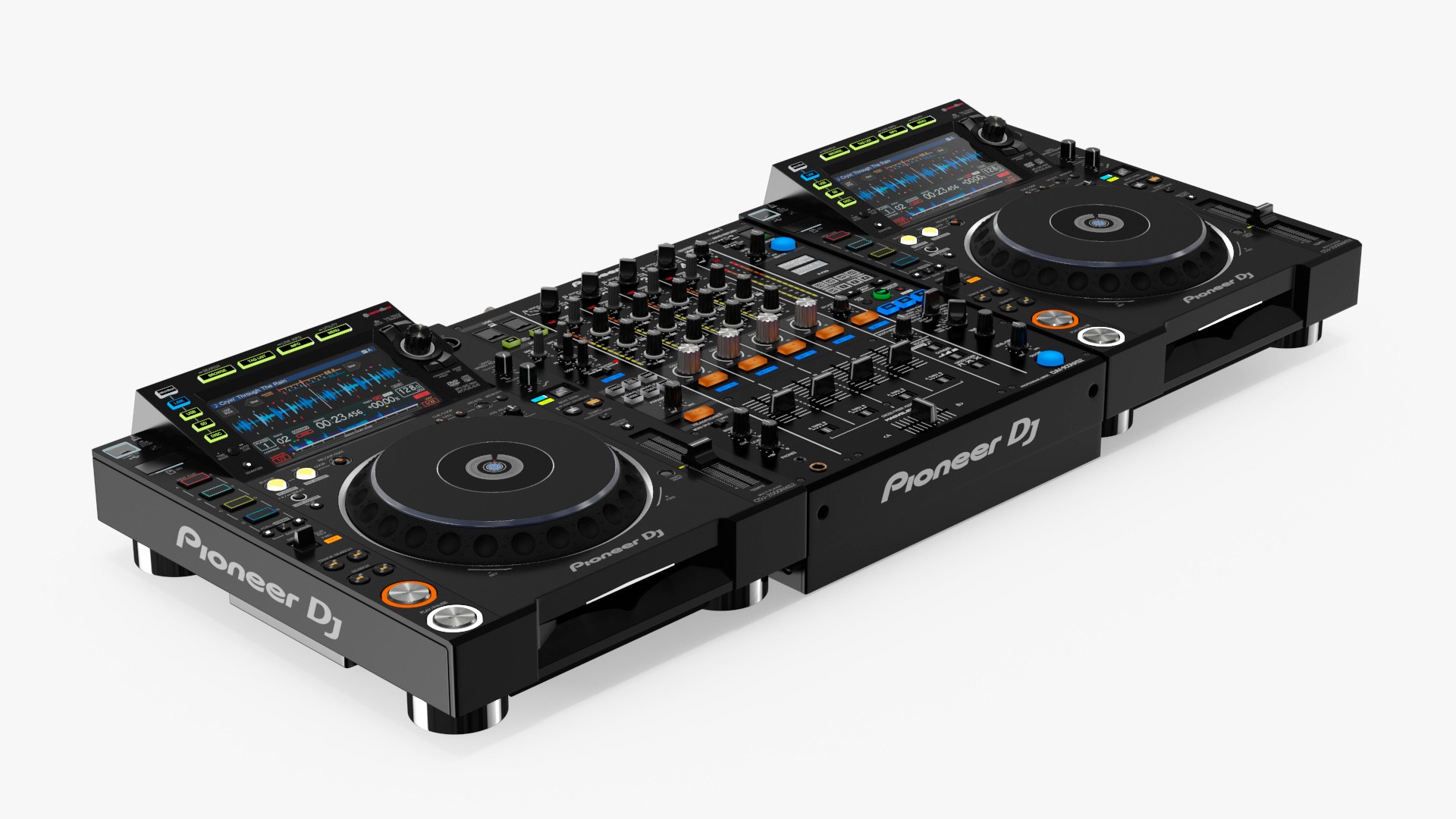 Pioneer DJ System with Double Player and Mixer 3D model preview