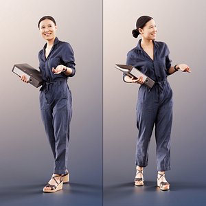 3D model 11357 Anita - Asian Woman Talking And Holding A Folder