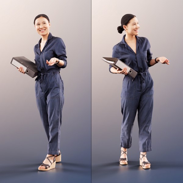 3D model 11357 Anita - Asian Woman Talking And Holding A Folder