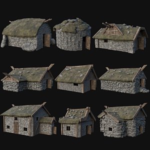 VIKING NORSE TURF HOUSES HUTS COTTAGES MEDIEVAL COLLECTION AAA 3D model
