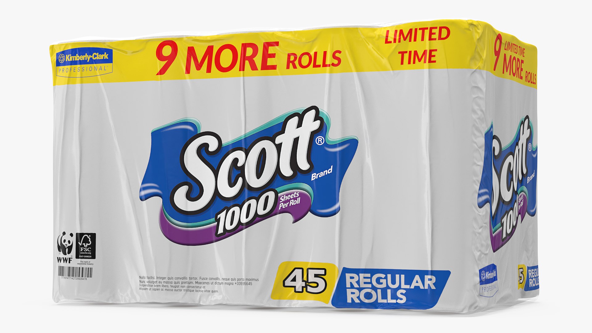 Scott Limited Edition Bath Tissue 45 Rolls 3D model preview