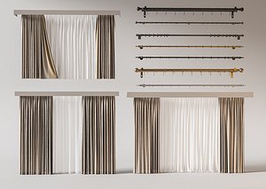 Double Panel Curtains Set Curtain Rod