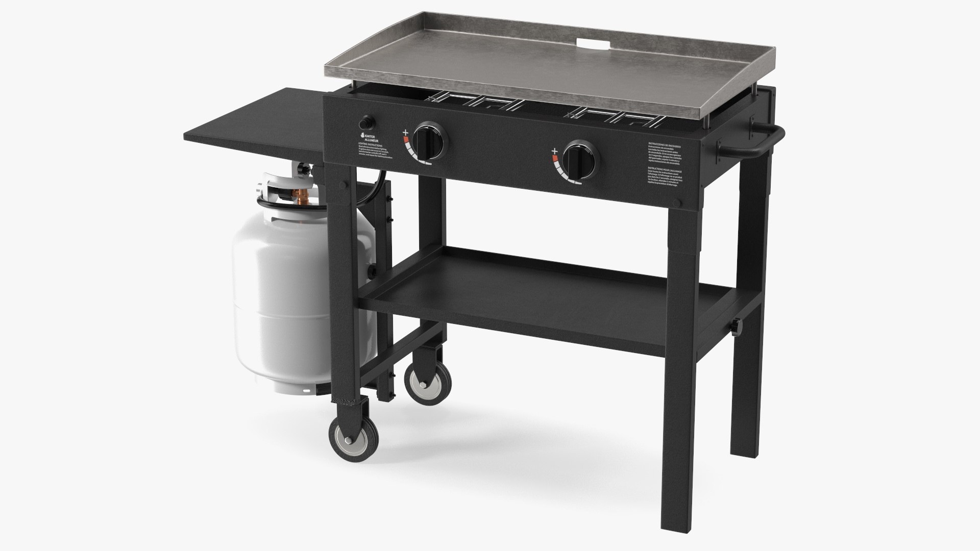 Flat Top Griddle Station with Gas Cylinder 3D model preview