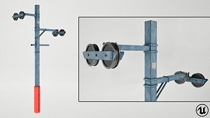 3d 3ds ski lift pole rod