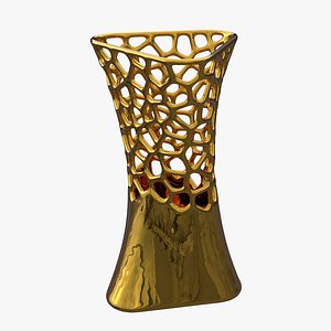 Parametric Gold Voronoi Decorative Vase