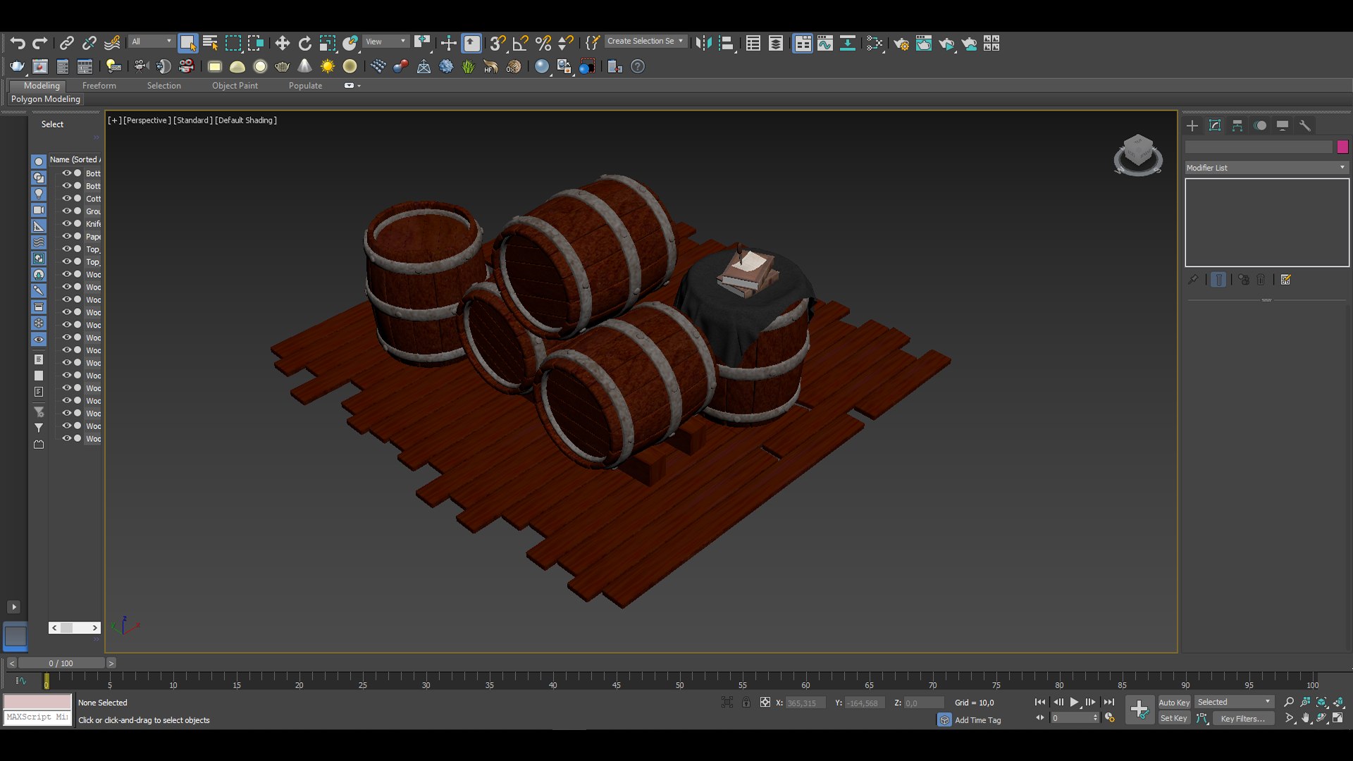 3D Model Wooden Barrel - Wood Ground Game Assets - Wine Barrel ...