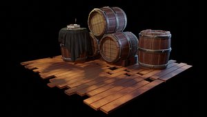 Wooden Barrel - Wood Ground Game Assets - Wine Barrel