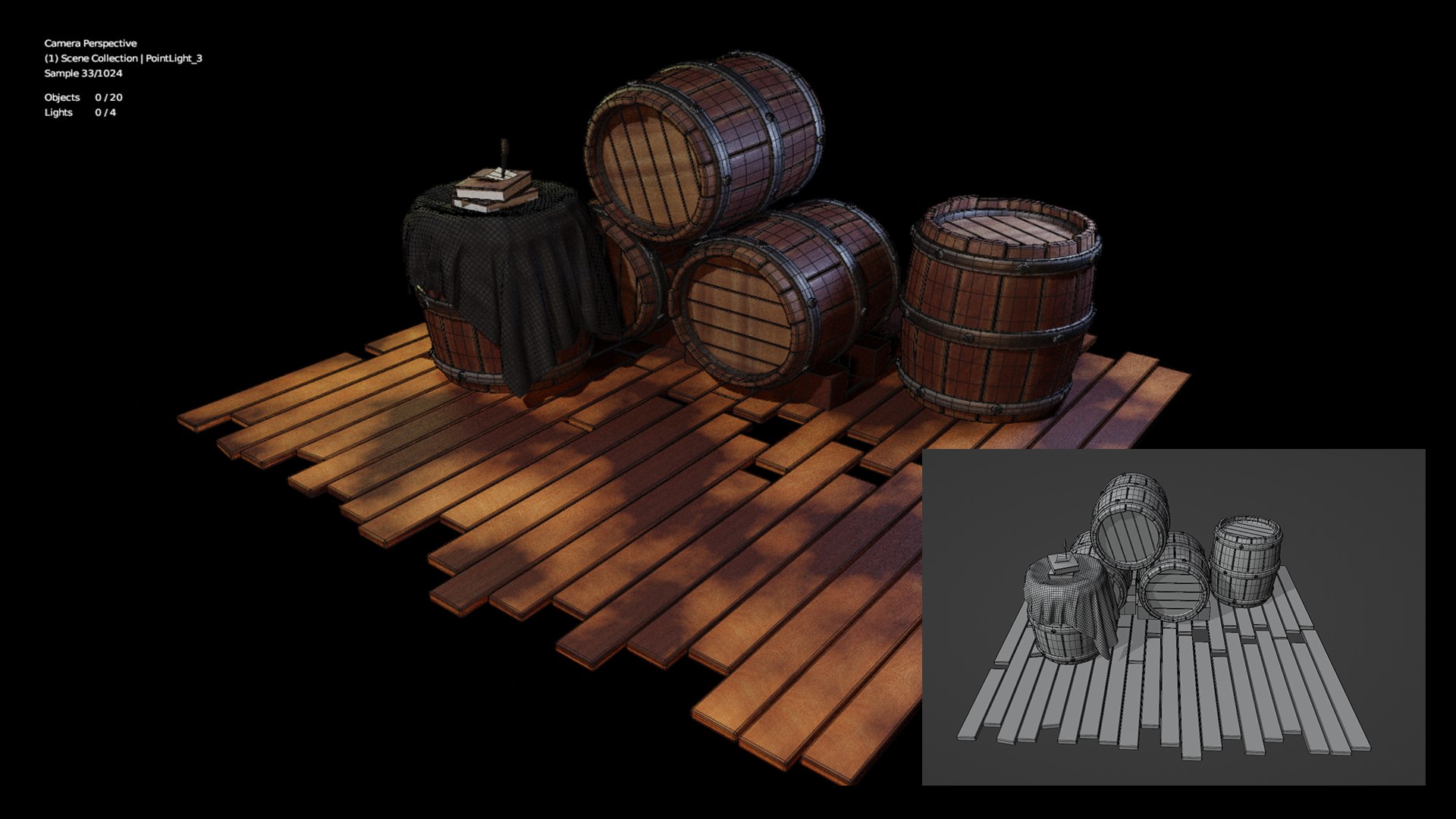 3D Model Wooden Barrel - Wood Ground Game Assets - Wine Barrel ...