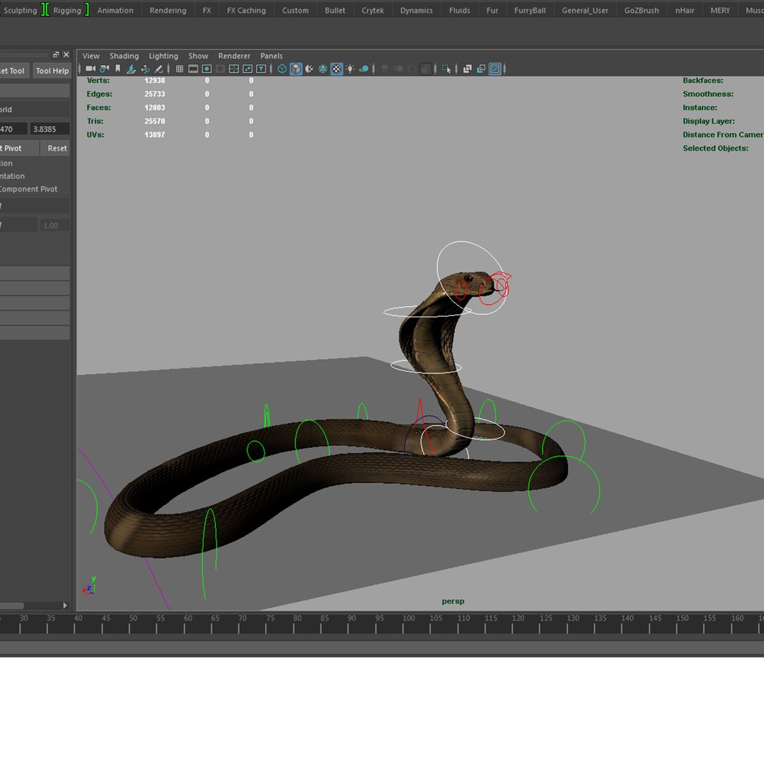 Realistic King Cobra Snake Obj
