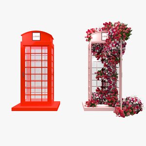 3D model red phone booth