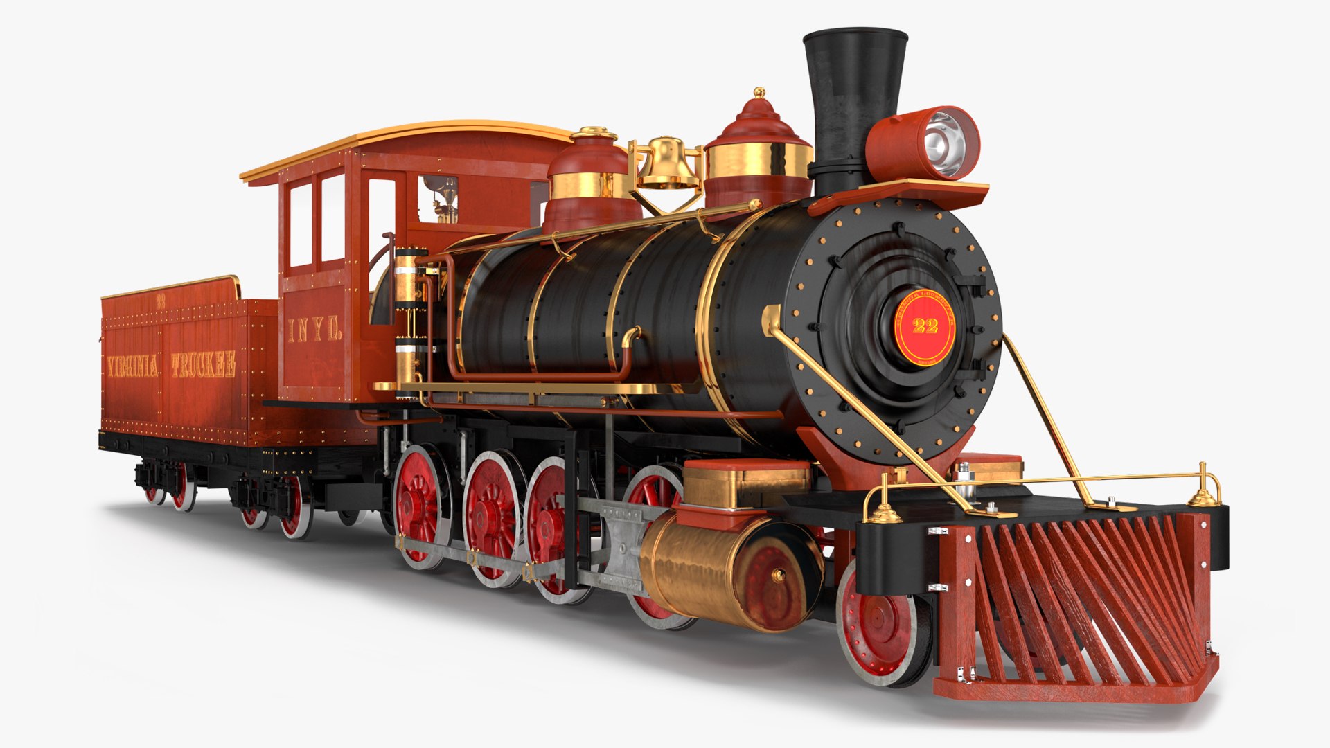 Steam Train And Freight Wagon 3D model preview