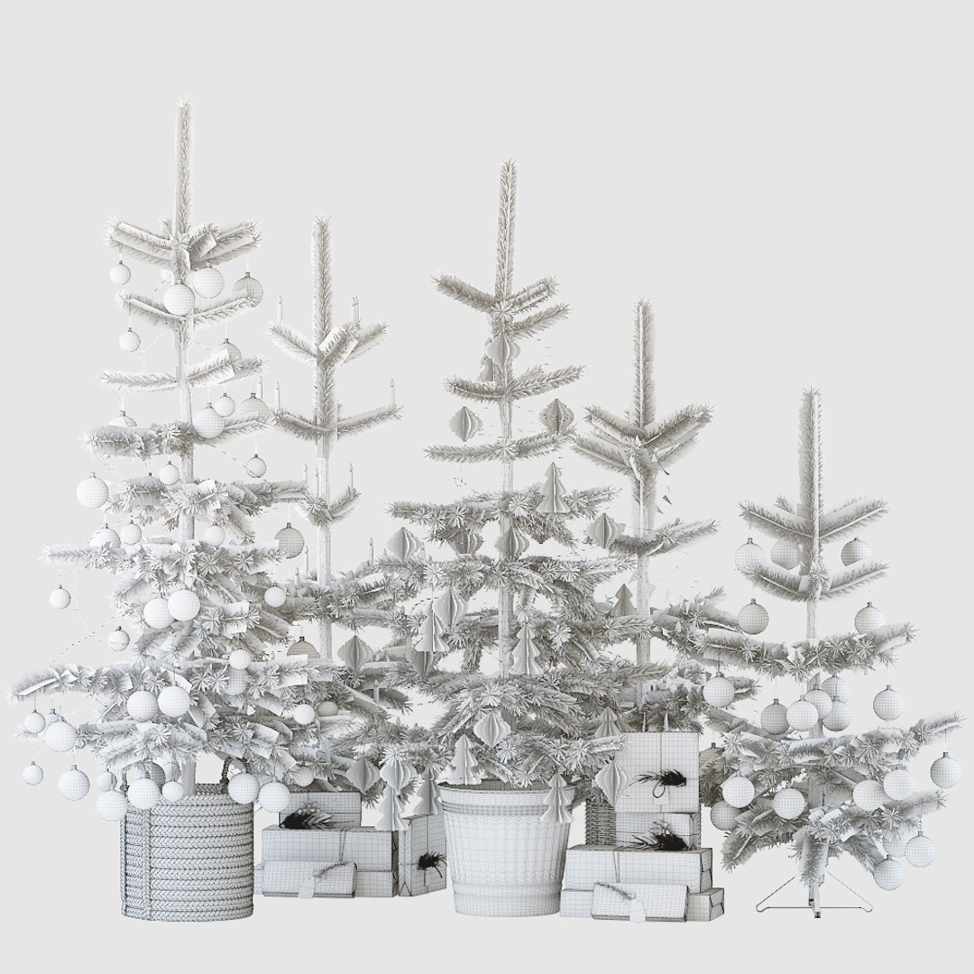 Decorative Christmas Trees 3d Model Turbosquid 1480648 9806