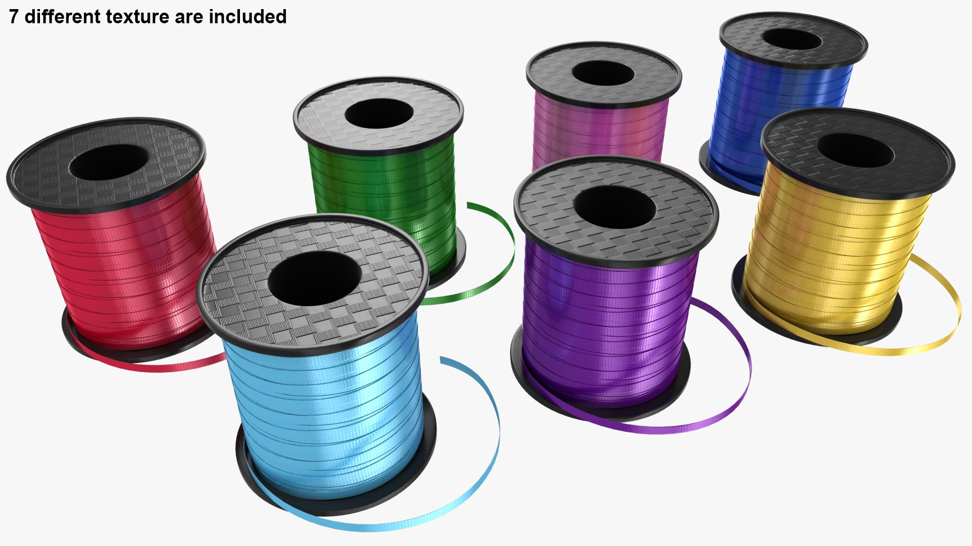 3D Ribbon Rolls Set Model - TurboSquid 1644801