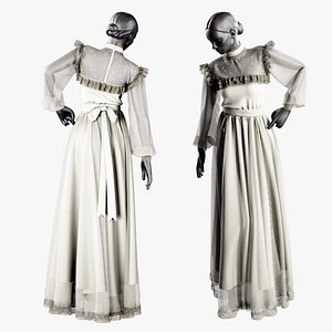 Romantic Vintage Dress 3D model