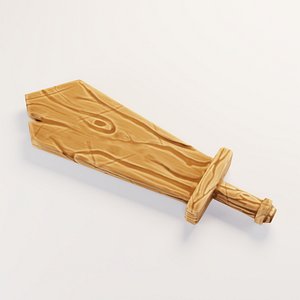 3D Stylized Wooden Training Sword